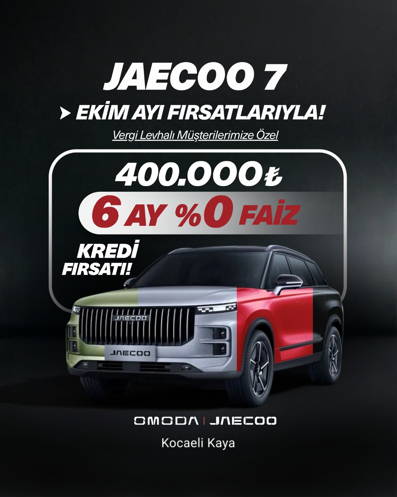 JAECOO 7 Ekim ayı kredi fırsatı kampanyası
